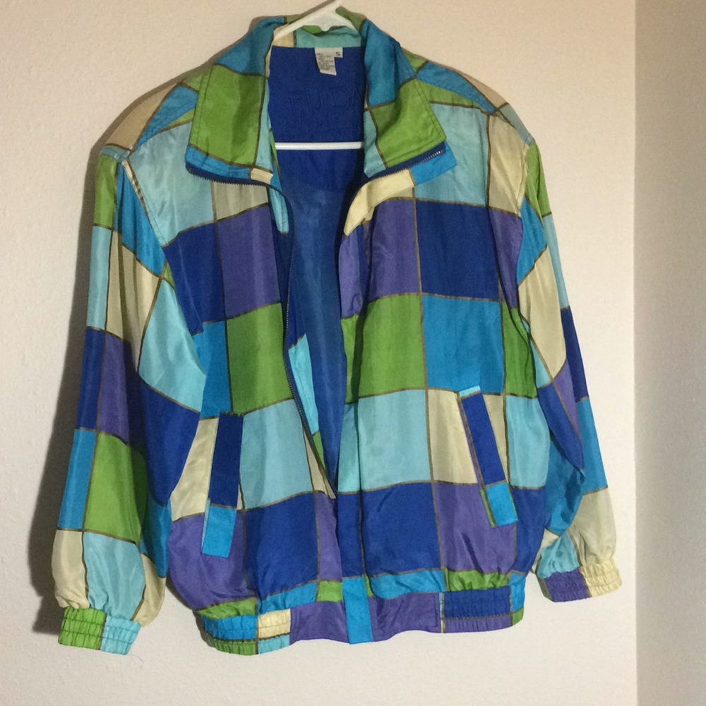 FUDA international vintage silk zip jacket